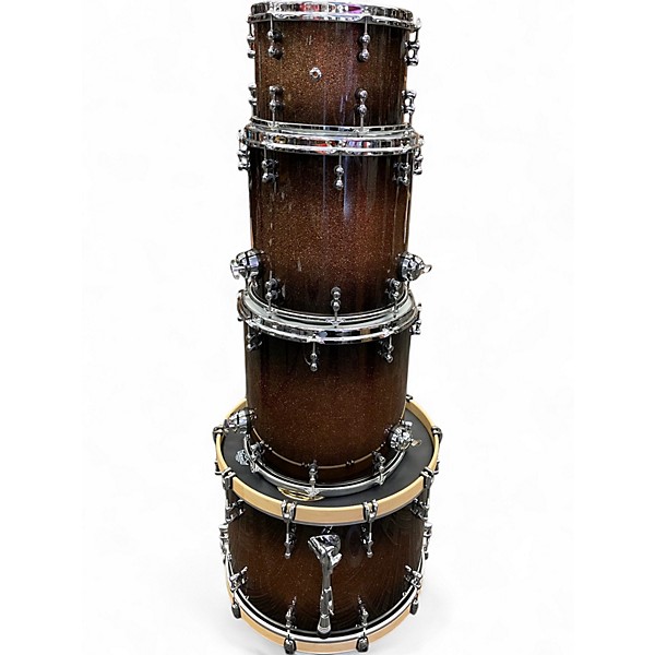 Used Mapex 4 Piece BLACK PANTHER DESIGN LABS CHERRY BOMB GOLD SPARKLE Drum Kit