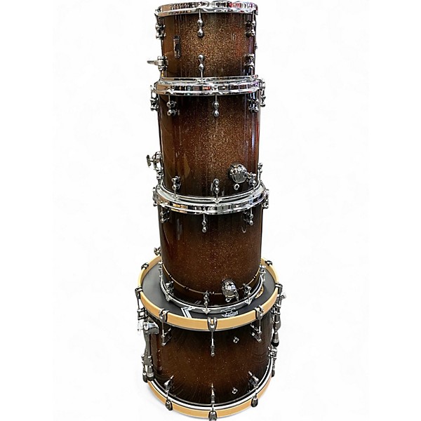 Used Mapex 4 Piece BLACK PANTHER DESIGN LABS CHERRY BOMB GOLD SPARKLE Drum Kit