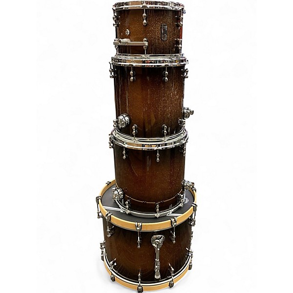 Used Mapex 4 Piece BLACK PANTHER DESIGN LABS CHERRY BOMB GOLD SPARKLE Drum Kit
