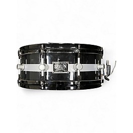 Used Spaun 14in SNARE DRUM BLACK WITH SILVER STRIPE Drum