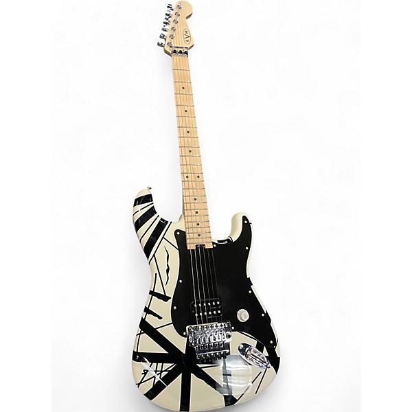 Used 2022 EVH Striped Series Frankie BLACK AND WHITE STRIPES Solid Body Electric Guitar