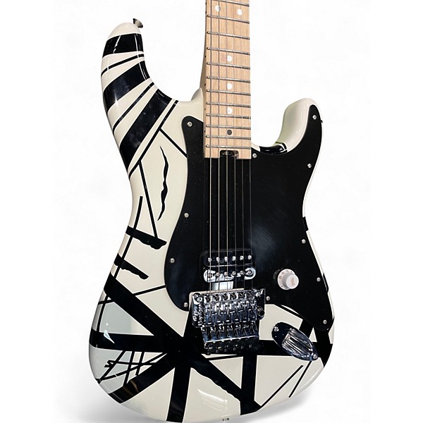 Used 2022 EVH Striped Series Frankie BLACK AND WHITE STRIPES Solid Body Electric Guitar