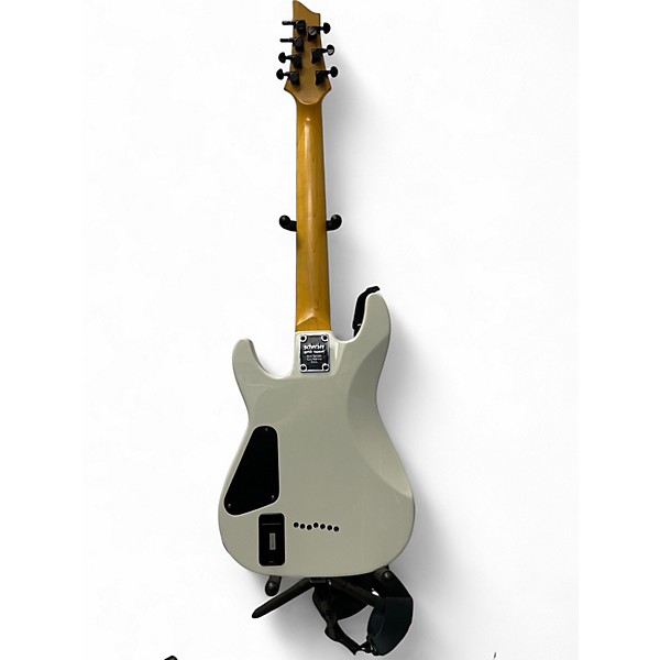 Used Schecter Guitar Research Demon 7 String Ivory Solid Body Electric Guitar