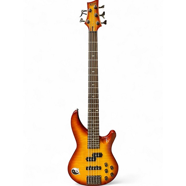 Used Mitchell MB305 5 String QUILTED HONEY BURST Electric Bass Guitar
