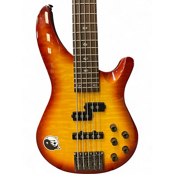 Used Mitchell MB305 5 String QUILTED HONEY BURST Electric Bass Guitar