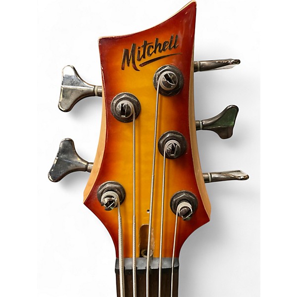 Used Mitchell MB305 5 String QUILTED HONEY BURST Electric Bass Guitar