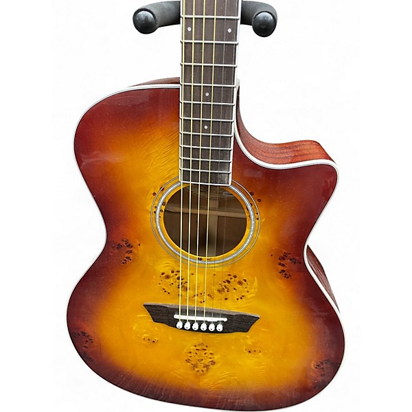 Used Washburn Deep Forest Burl Amber fade Acoustic Electric Guitar