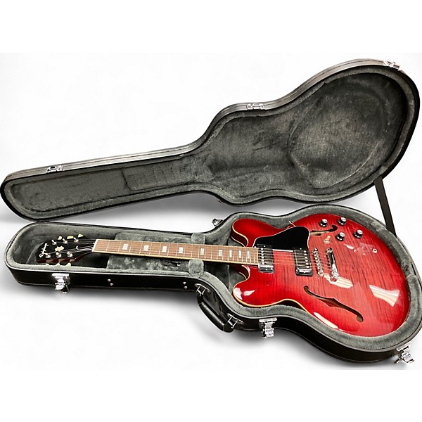 Used Epiphone ES335 FIGURED RASBERRY BURST Hollow Body Electric Guitar,Specials : American Fashion Style Bags On Sale