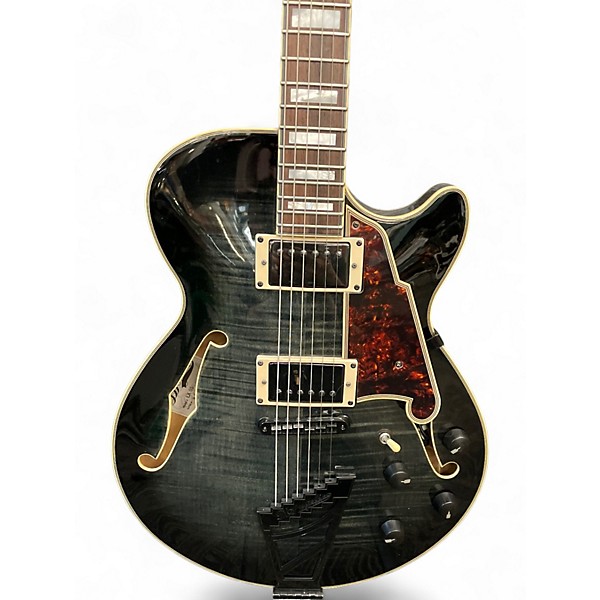 Used 2016 D'Angelico EX-SS Trans Black Hollow Body Electric Guitar