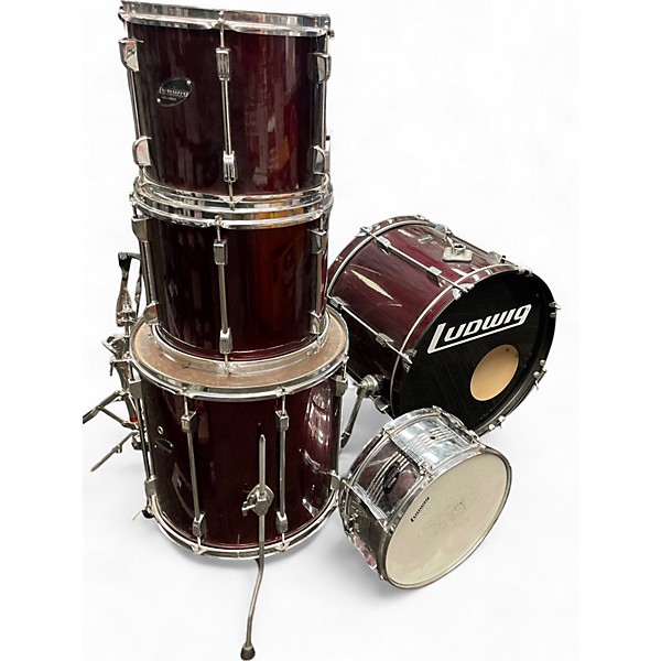 Used Ludwig 5 Piece Rocker Chrome Red Drum Kit