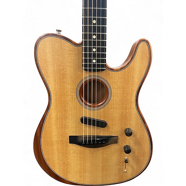 Used Fender American Acoustasonic Telecaster Natural Acoustic Electric Guitar