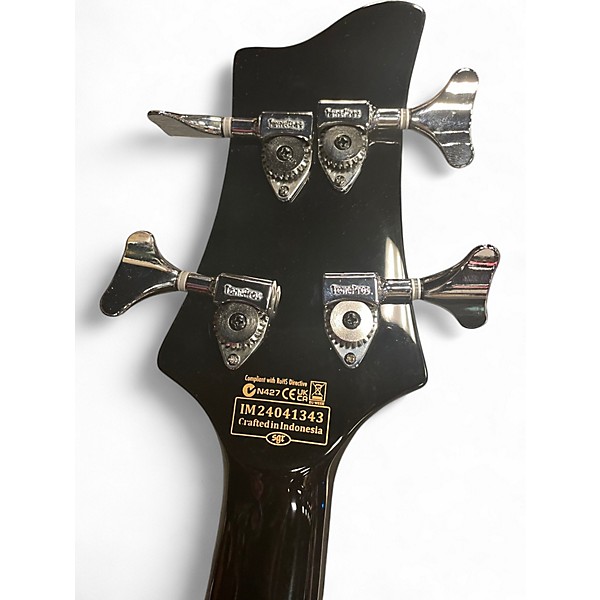 Used Schecter Guitar Research Stargazer4 string black n white Electric Bass Guitar