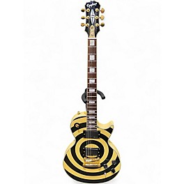 Used Epiphone Zakk Wylde Bullseye Les Paul Custom Yellow and Black Solid Body Electric Guitar