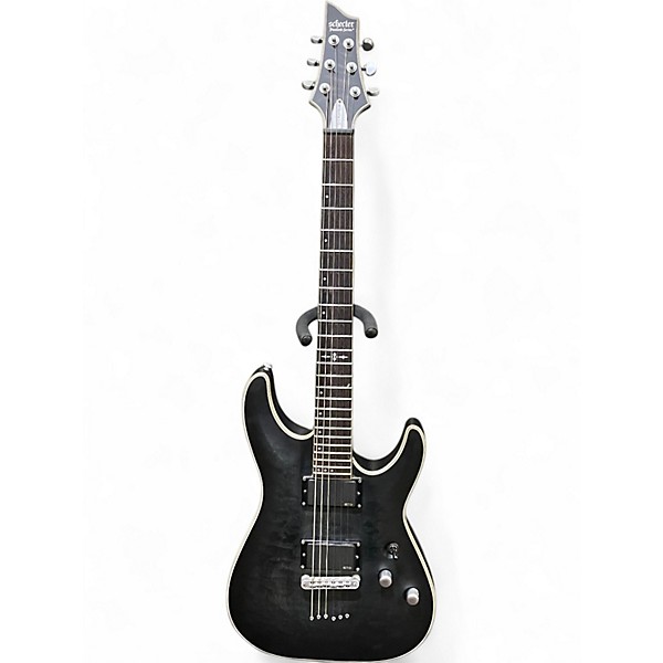 Used Schecter Guitar Research C1 Platinum Trans Black Solid Body Electric Guitar