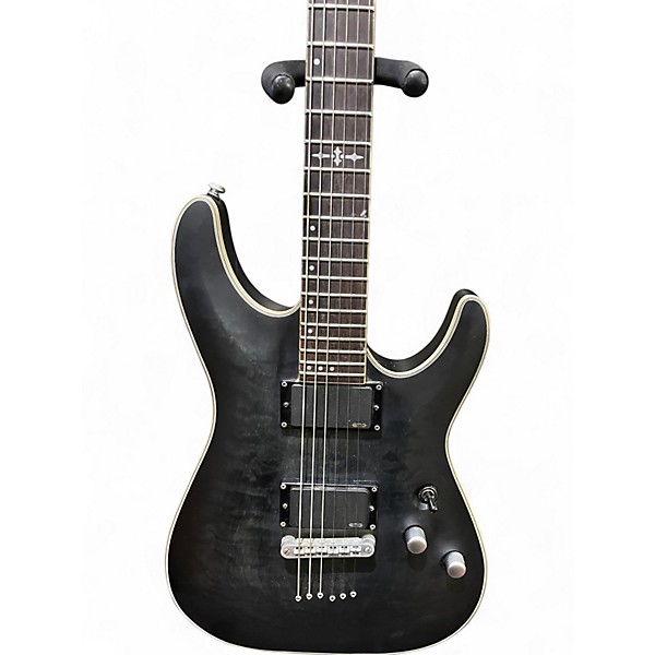 Used Schecter Guitar Research C1 Platinum Trans Black Solid Body Electric Guitar
