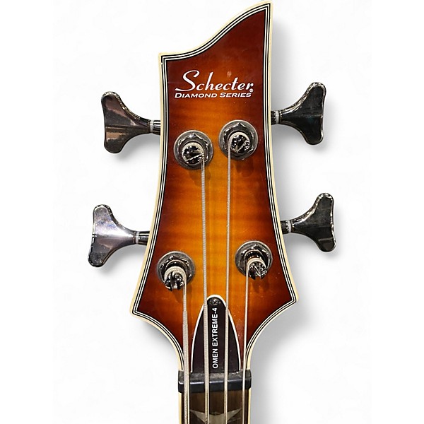 Used Schecter Guitar Research Omen Extreme 4 String Vintage Sunburst Electric Bass Guitar