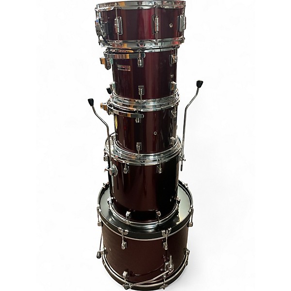 Used Taye Drums 5 Piece ROCKPRO DRUM SET Burgundy Drum Kit