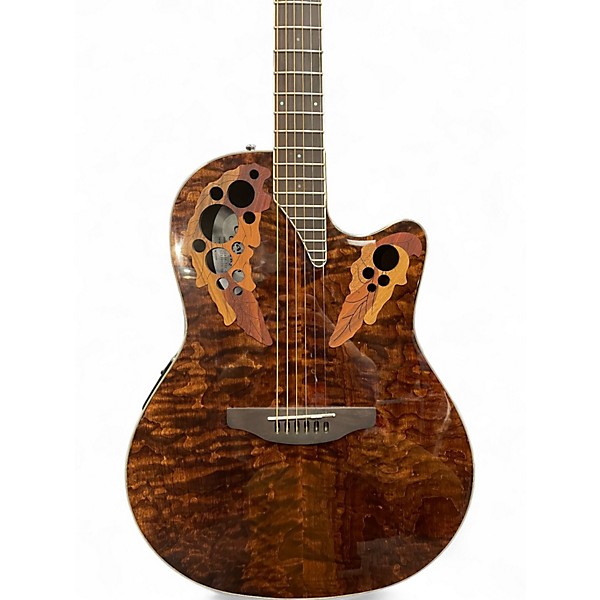 Used Ovation CE48P Tiger Eye Acoustic Electric Guitar