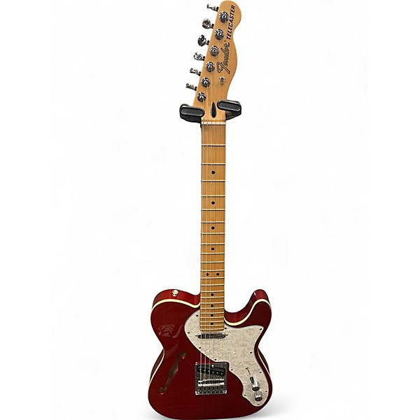 Used Fender Deluxe Thinline Telecaster Candy Apple Red Hollow Body Electric Guitar