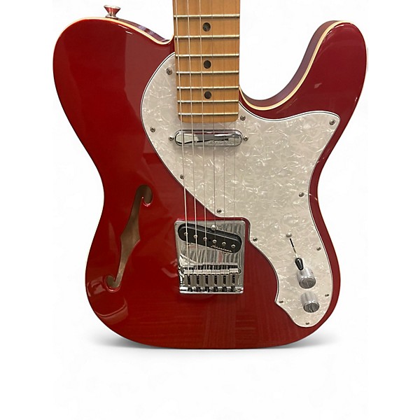Used Fender Deluxe Thinline Telecaster Candy Apple Red Hollow Body Electric Guitar