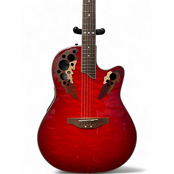 Used Ovation CS257 Celebrity Red Acoustic Electric Guitar