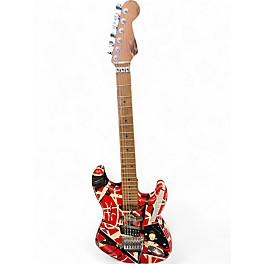 Used EVH Striped Series Frankie Black & White Stripes Relic Solid Body Electric Guitar