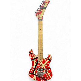 Used EVH Striped Series 5150 Red with Black and White Stripes Solid Body Electric Guitar