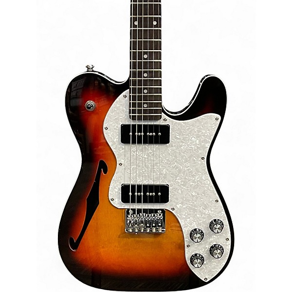 Used Firefly Pure Series FFPTH P-90s 3 Tone Sunburst Hollow Body Electric Guitar