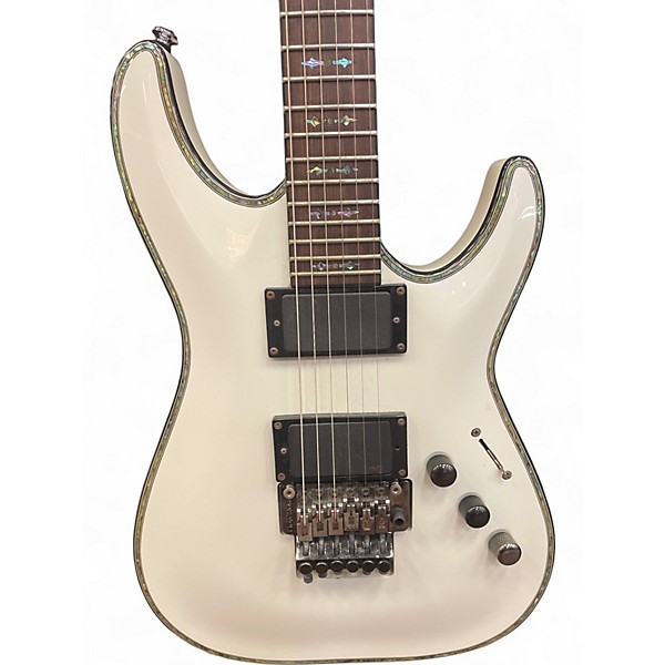 Used Schecter Guitar Research C1 Hellraiser Pearl White Solid Body Electric Guitar