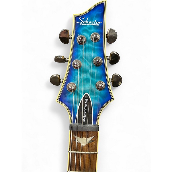 Used Schecter Guitar Research Omen Extreme 6 Ocean Blue Burst Solid Body Electric Guitar