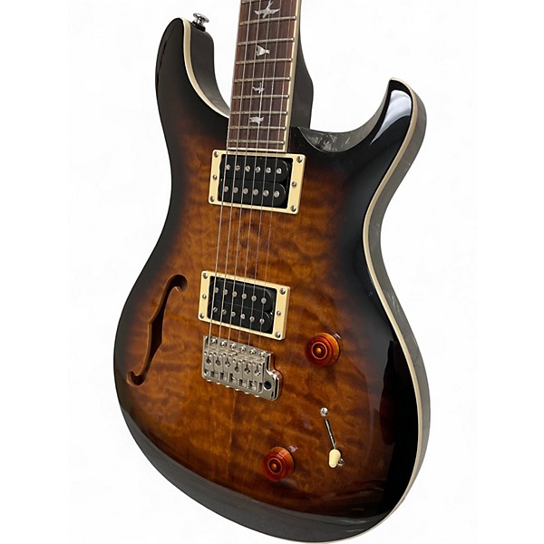 Used PRS SE CST 22 SEMI HOLLOW QUILT TOP black gold burst Solid Body Electric Guitar