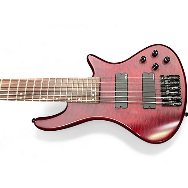 Used Schecter Guitar Research diamond  Trans Red Electric Bass Guitar