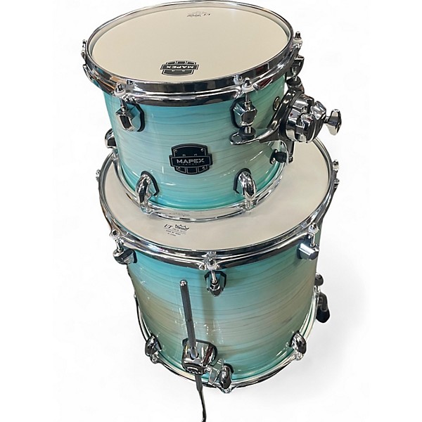 Used Mapex 5 Piece armory shell kit aqua Drum Kit
