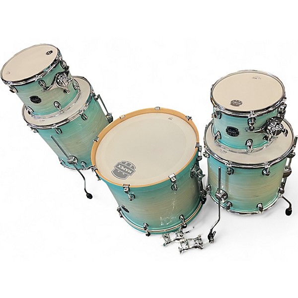 Used Mapex 5 Piece armory shell kit aqua Drum Kit