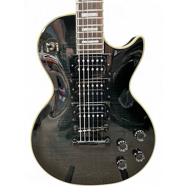 Used Epiphone Les Paul Custom 3 Pickup Trans Black Solid Body Electric Guitar