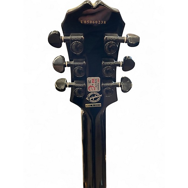 Used Epiphone Les Paul Custom 3 Pickup Trans Black Solid Body Electric Guitar