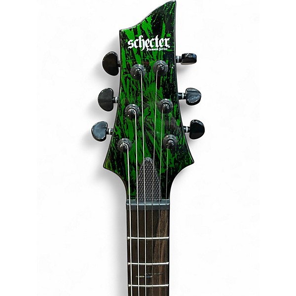 Used Schecter Guitar Research C1 SILVER MOUNTAIN SPECKLED GREEN Solid Body Electric Guitar