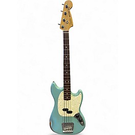 Used Fender Justin Meldal-Johnsen Road Worn Mustang Faded Daphne Blue Electric Bass Guitar
