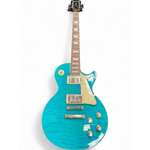 Used Epiphone Les Paul Standard TRANS BLUE QUILT TOP Solid Body Electric Guitar