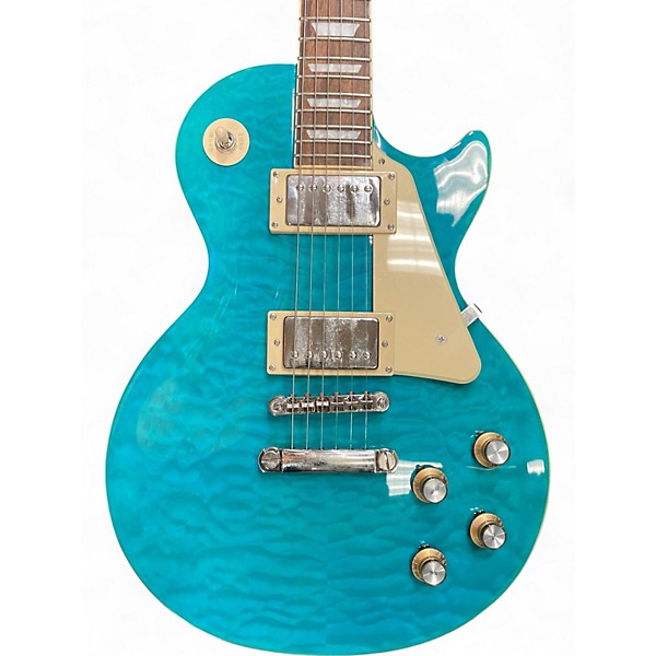 Used Epiphone Les Paul Standard TRANS BLUE QUILT TOP Solid Body Electric Guitar
