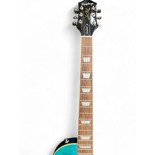 Used Epiphone Les Paul Standard TRANS BLUE QUILT TOP Solid Body Electric Guitar