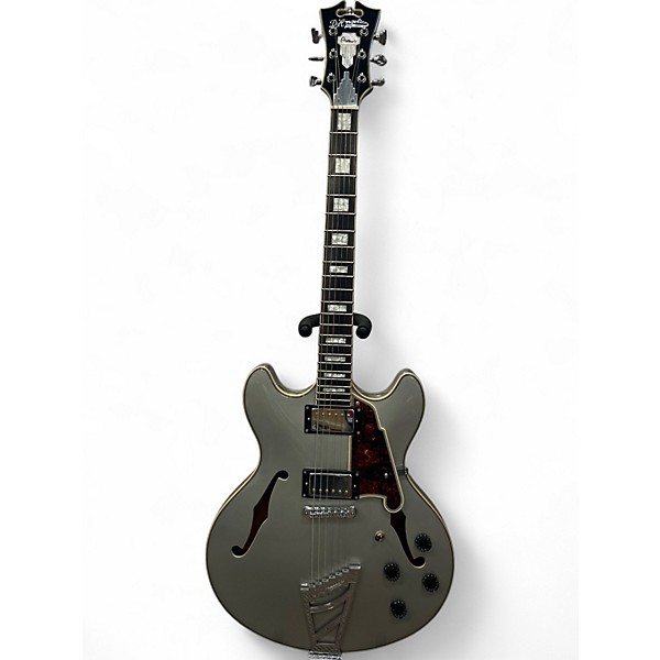 Used D´Angelico Premier Series DC Metallic Silver Hollow Body Electric Guitar,Specials : American Fashion Style Bags On Sale