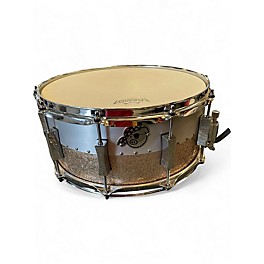 Used Pork Pie 14X6.5 Aluminum Maple Hybrid Snare Drum Champagne Sparkle Drum