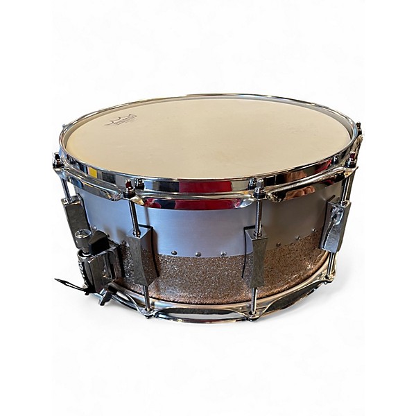 Used Pork Pie 14X6.5 Aluminum Maple Hybrid Snare Drum Champagne Sparkle Drum