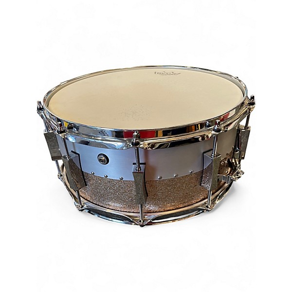 Used Pork Pie 14X6.5 Aluminum Maple Hybrid Snare Drum Champagne Sparkle Drum