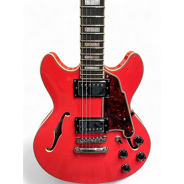 Used D'Angelico DAPMINIIDCFRCSCB CREAM RED Hollow Body Electric Guitar