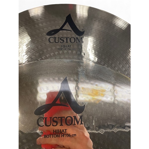 Used Zildjian 14in A Custom Mastersound Hi Hat Pair Cymbal