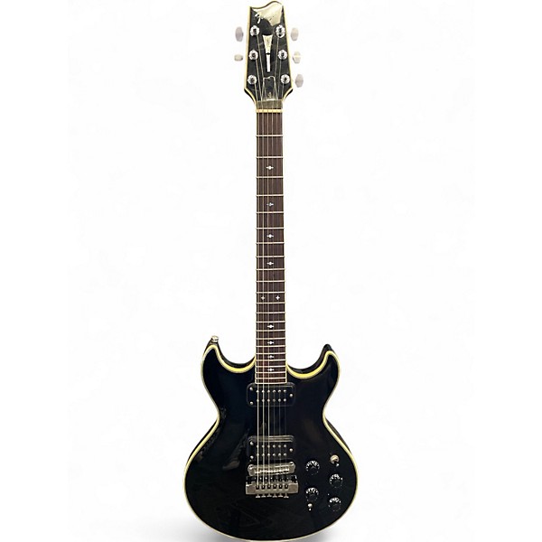 Vintage 1980s Fender Flame Elite Black Solid Body Electric Guitar