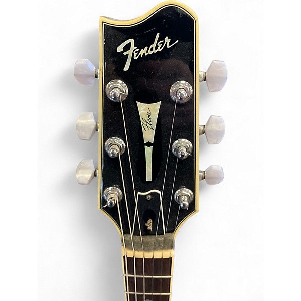 Vintage 1980s Fender Flame Elite Black Solid Body Electric Guitar