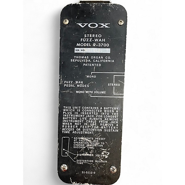 Vintage 1960s VOX STEREO FUZZ WAH Effect Pedal